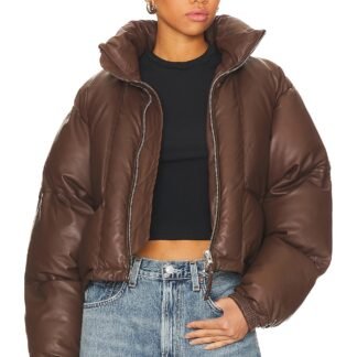 x Shoreditch Ski Club Edie Leather Puffer