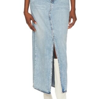 Mid Rise Denim Maxi Skirt