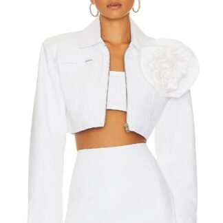 Aneesa Denim Jacket With Removable Floral Applique