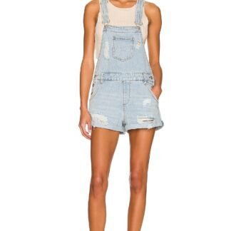 Meghan Distressed Short Overalls