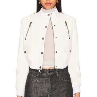 Ria Shrunken Faux Leather Moto Jacket