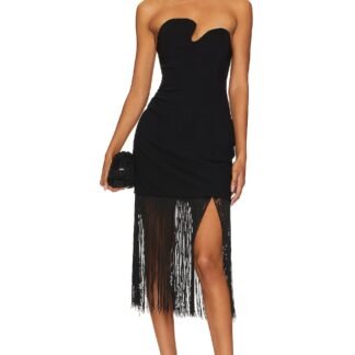 Puzzle Strapless With Fringe Dress