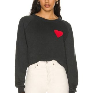 Heart Embroidery Crew Sweatshirt