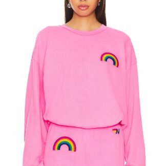 Rainbow Embroidery Crew Neck Sweatshirt