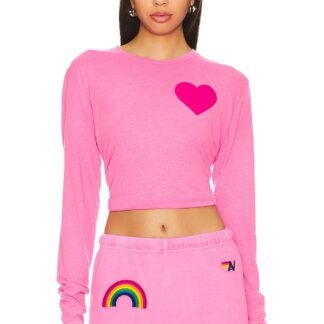 Heart Print Long Sleeve Boyfriend Tee