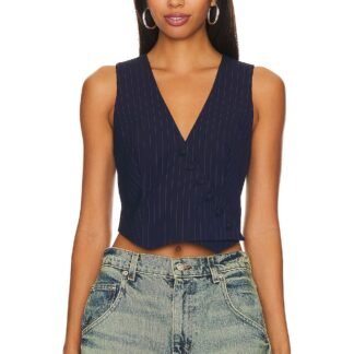 Asymmetric Pin Stripe Vest