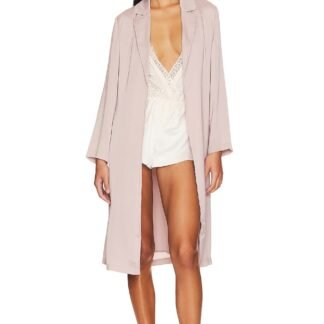 Washed Satin Notch Collar Robe