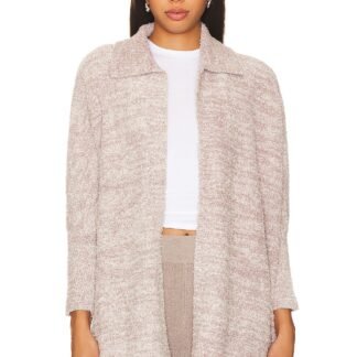 CozyChic Collared Poncho In Almond & Deep Taupe