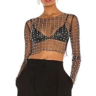 Look and Glisten Pearl Mesh Top