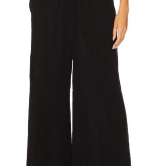 Smocked Ruffle Waist Wide Leg Crop Pant