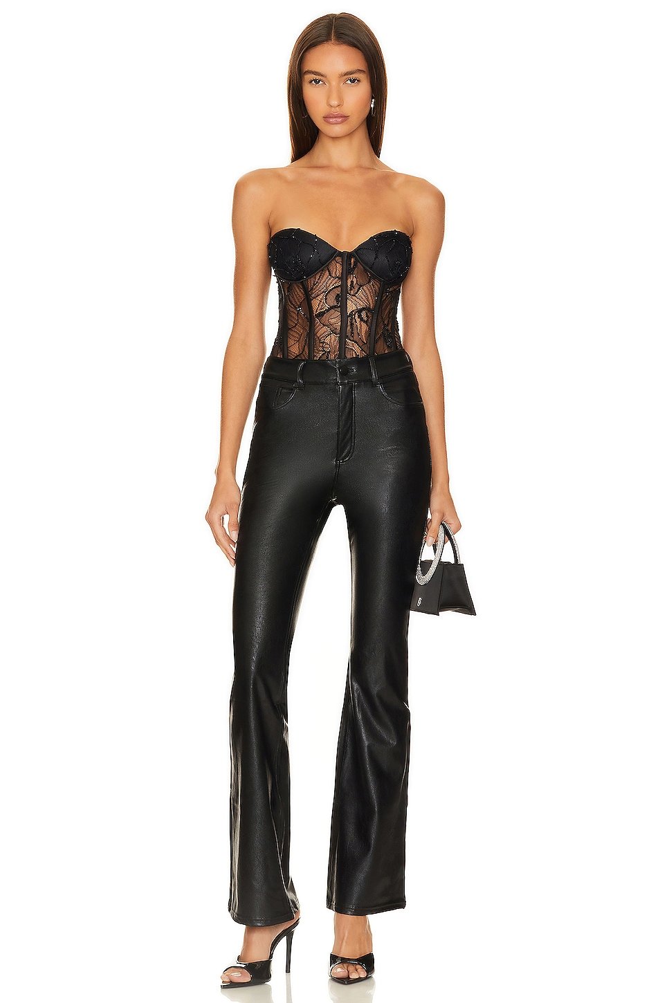 Faux Leather Five Pocket Flare Pant - Image 4