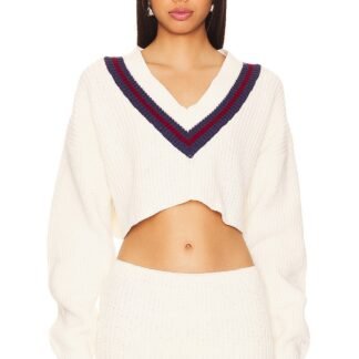 X DANIELLE GUIZIO Crop Rib Knit Pullover Sweater