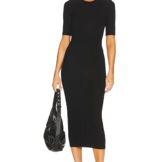 Half Sleeve Crew Midi Dress