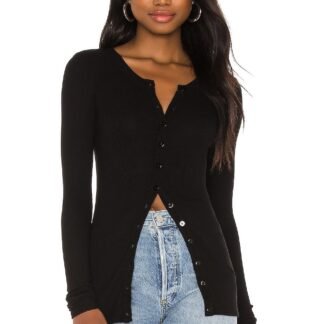 Silk Rib Fitted Long Sleeve Cardigan