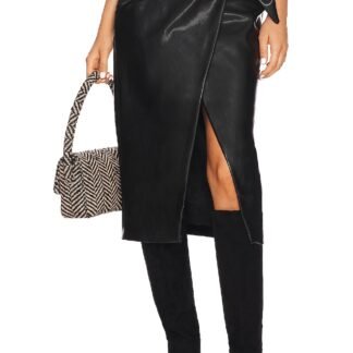 Faux Leather Wrap Skirt