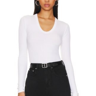 Knit Long Sleeve Fitted U Top