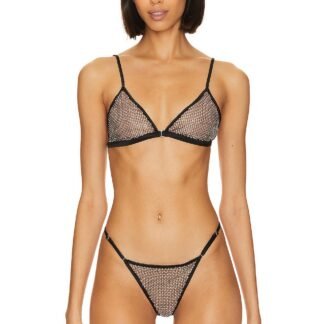 Rhinestone Fishnet Triangle Bra