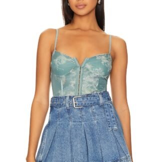 x Intimately FP Night Rhythm Corset Bodysuit In Sage Combo
