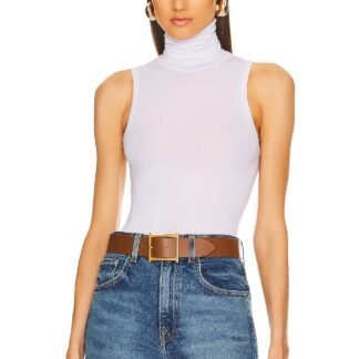 Jersey Cropped Turtleneck Tank