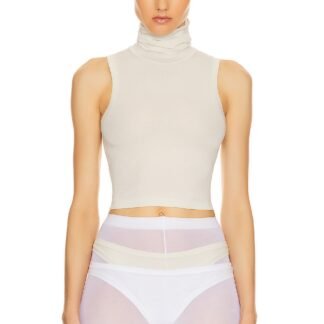 Jersey Cropped Turtleneck Tank