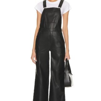 Utility Faux Leather Wide Leg Overall