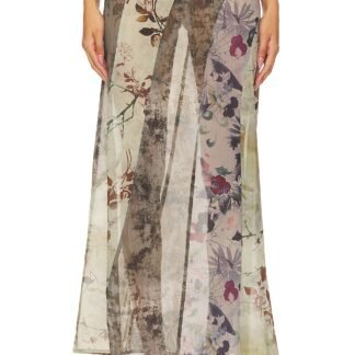 Panelled Print Maxi Skirt