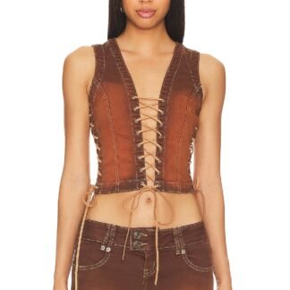 Sunburst Denim Lace Up Corset