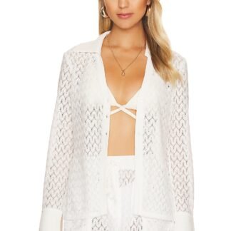 Tyler Crochet Lace Cover Up Collared Cardigan