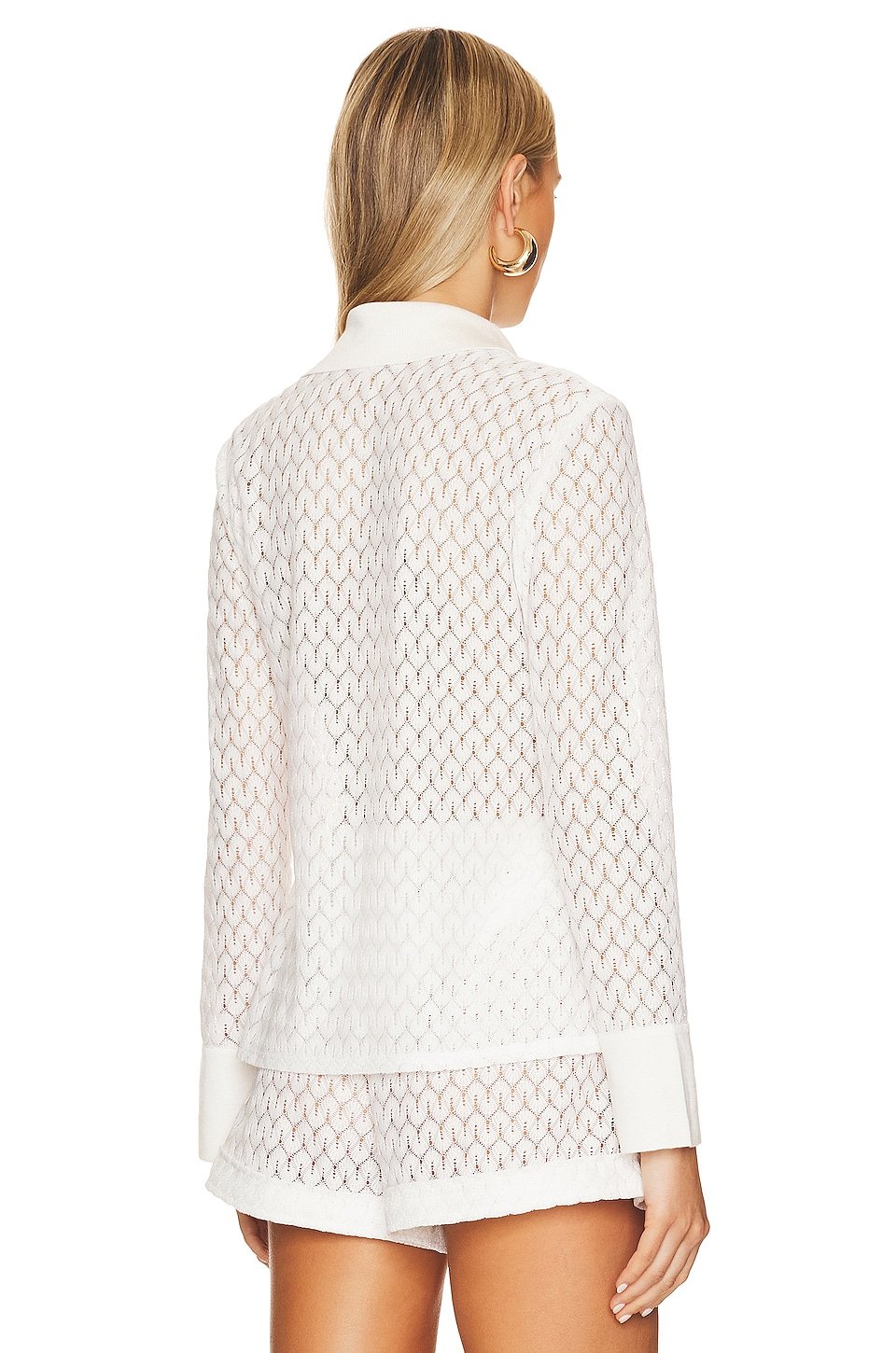 Tyler Crochet Lace Cover Up Collared Cardigan - Image 4