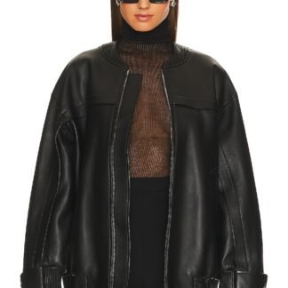Oversized Leather Bomber Jacket