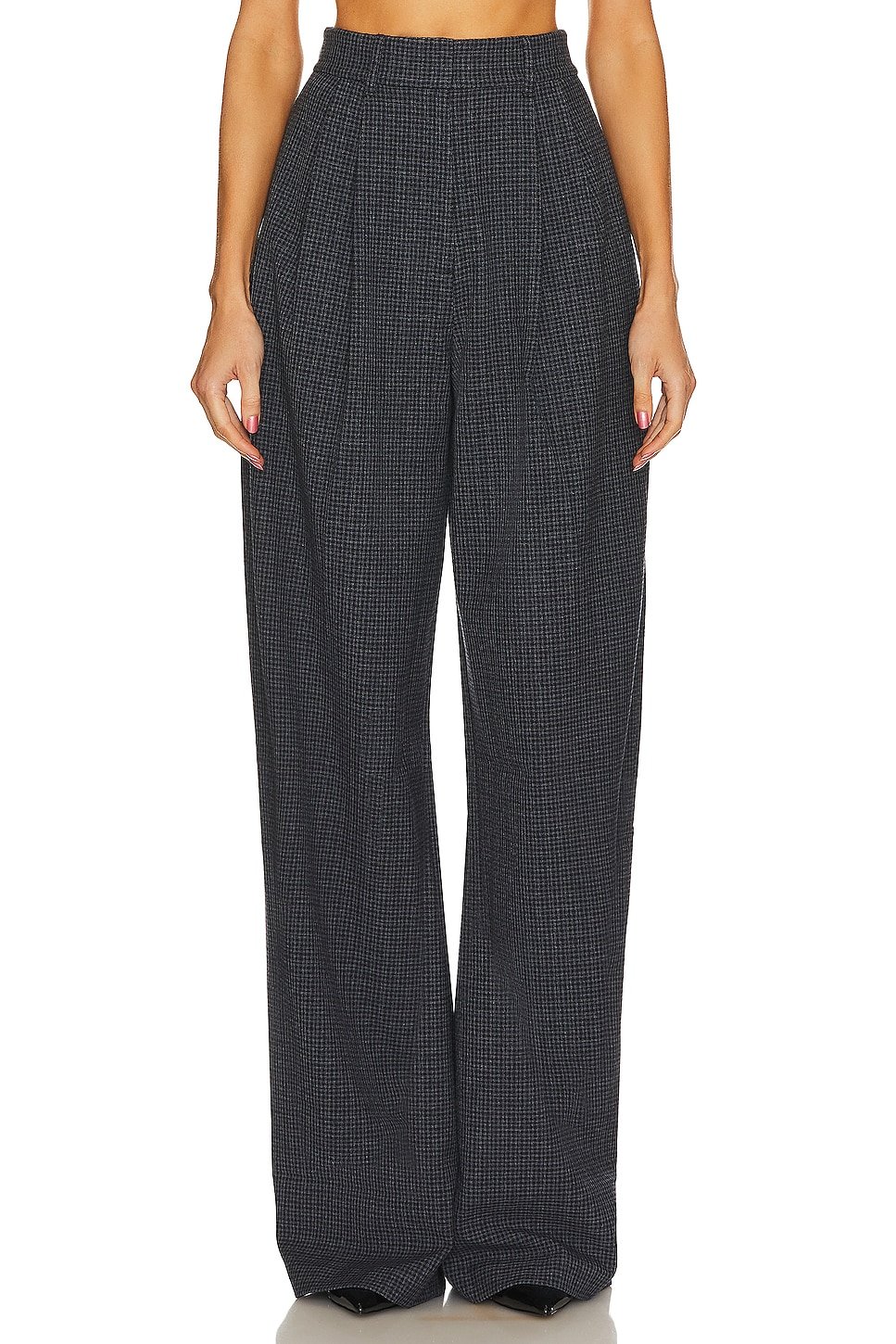 The High Waist Pleated Plaid Trouser