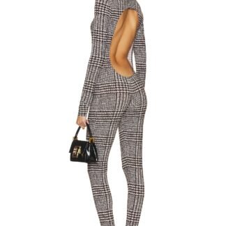 Long Sleeve Open Back Catsuit With Footsie