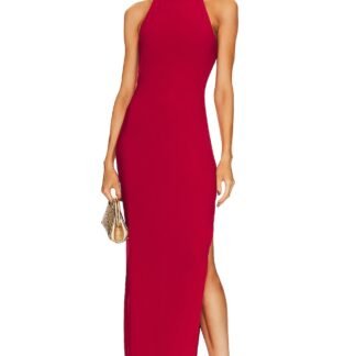 Halter Turtleneck Side Slit Gown