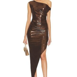 Drop Shoulder Side Drape Gown