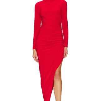 Long Sleeve Turtle Neck Side Drape Gown