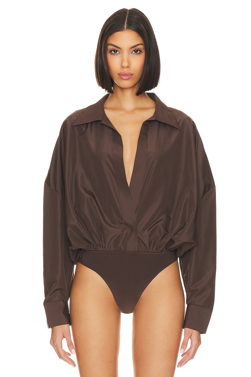Oversized Boyfriend Shirt Bodysuit - Image 2