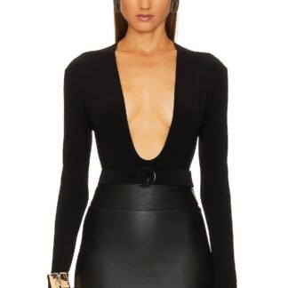 Long Sleeve Deep U Neck Bodysuit