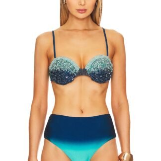 X Alessandra Ambrioso Hand-beaded Ombre Bikini Top