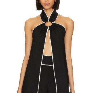 Black Bloom Halter Top