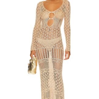 x REVOLVE Long Sleeve Crochet Maxi Dress