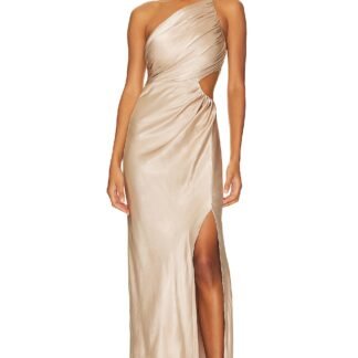 La Lune Asymmetrical Gathered Maxi Dress
