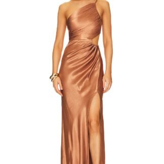 La Lune Asymmetrical Gathered Maxi Dress
