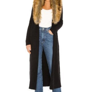 Lombardi Long Cardigan With Faux Fur Trim