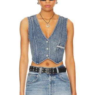 Cropped Denim Vest