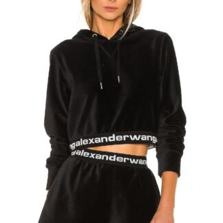 Stretch Corduroy Cropped Long Sleeve Hoodie