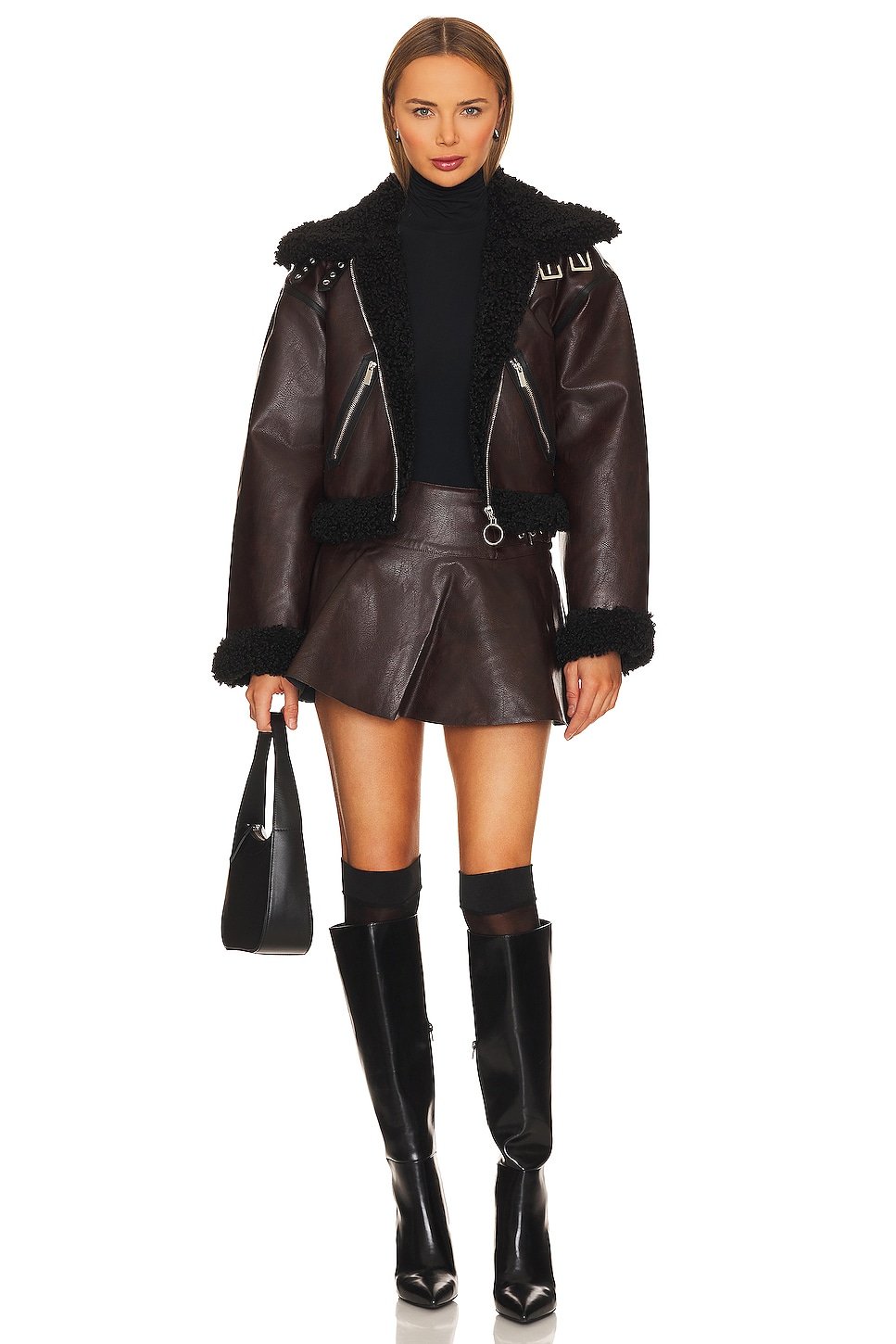 Faux Leather Buckle Mini Skort - Image 4