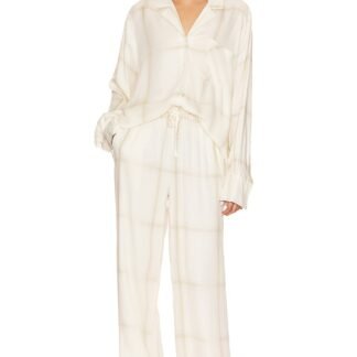 Brushed Flannel Button Up & Drawstring Pull On Pant Set